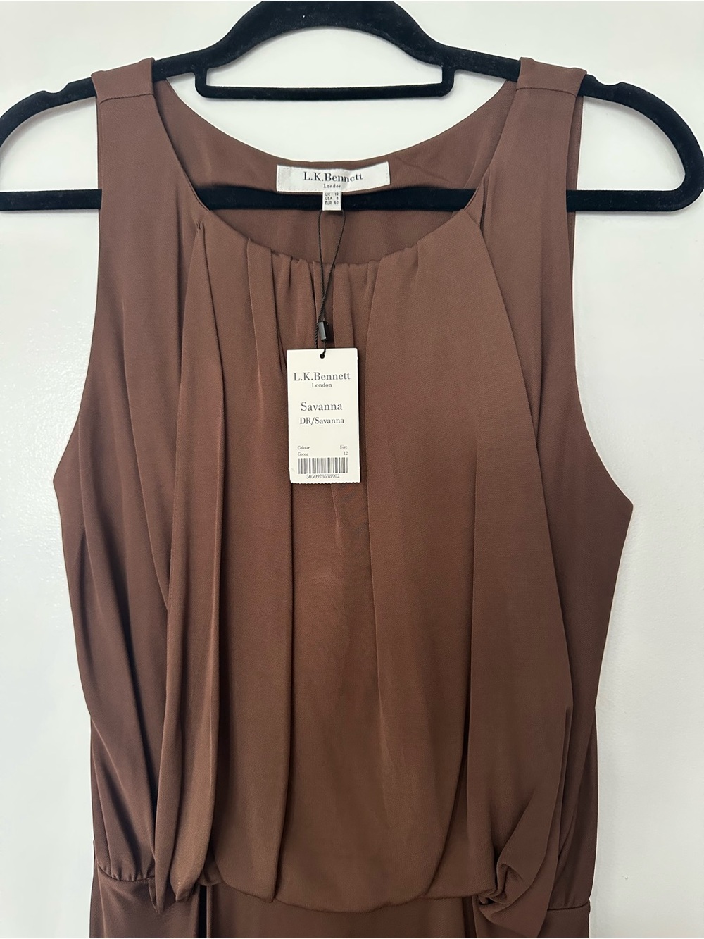 LK Bennett Chocolate Brown Sleeveless Pleated Maxi Dress - Picture 3 of 3